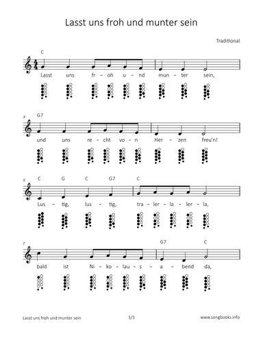 Lasst uns froh und munter sein (arr. songbooks.info)