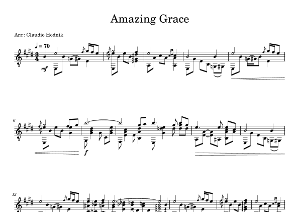 Amazing Grace (arr. Claudio Hodnik)