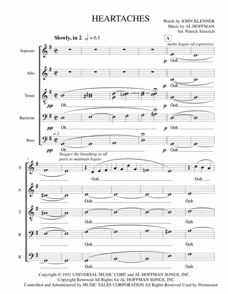 Heartaches (arr. Patrick Sinozich)