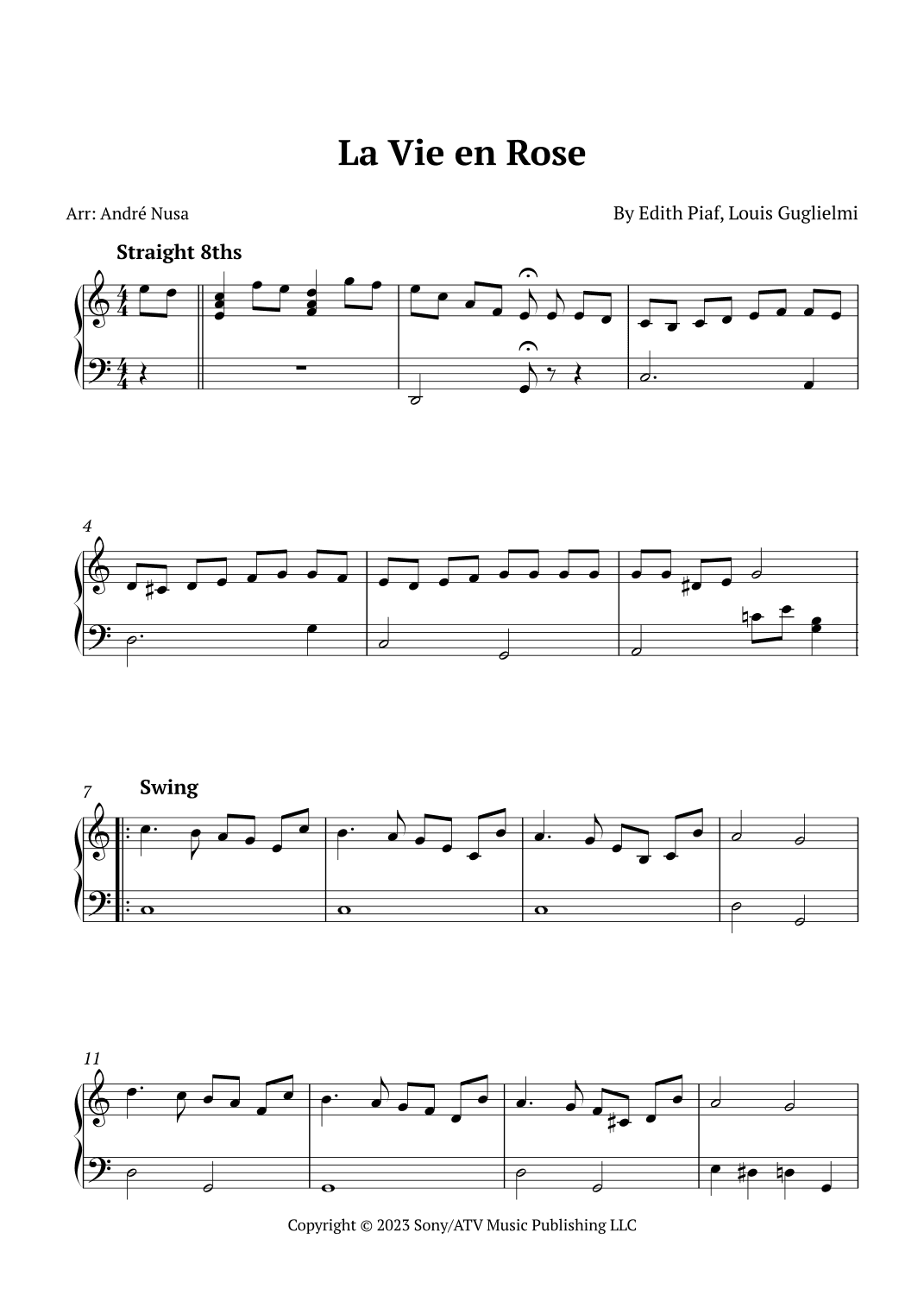 La Vie En Rose (arr. André Nusa)