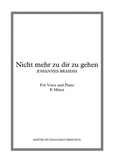 Nicht mehr zu dir zu gehen (E Minor) (arr. Jonathan Prentice)