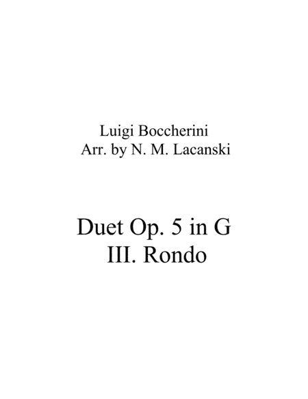 Duet Op. 5 in G III. Rondo (arr. Nick Lacanski)