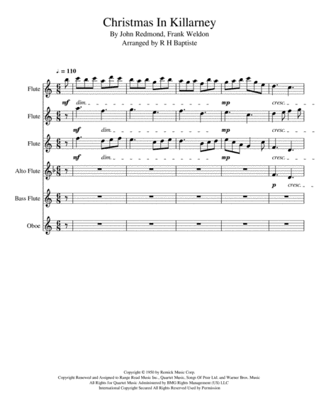 Christmas In Killarney (arr. R H Baptiste)