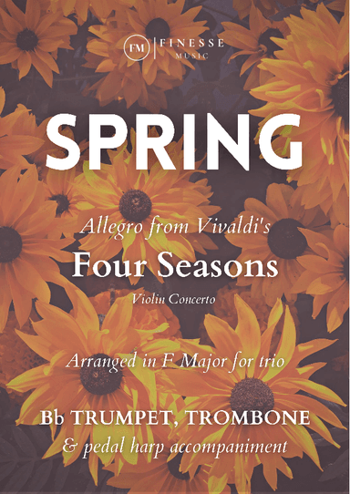 TRIO - Four Seasons Spring (Allegro) for Bb TRUMPET, TROMBONE and PEDAL HARP - F Major (arr. Ivan de Andrade)