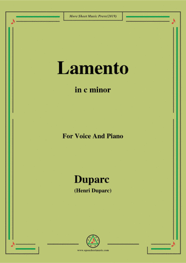 Duparc-Lamento in c minor,for Violin and Piano (arr. MSM)