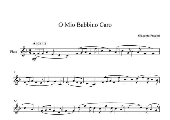 O Mio Babbino Caro - Giacomo Puccini (Flute) (arr. Digital Book Music)