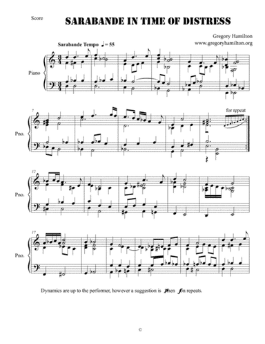 Sarabande in Time of Distress - for Piano or Harpsichord