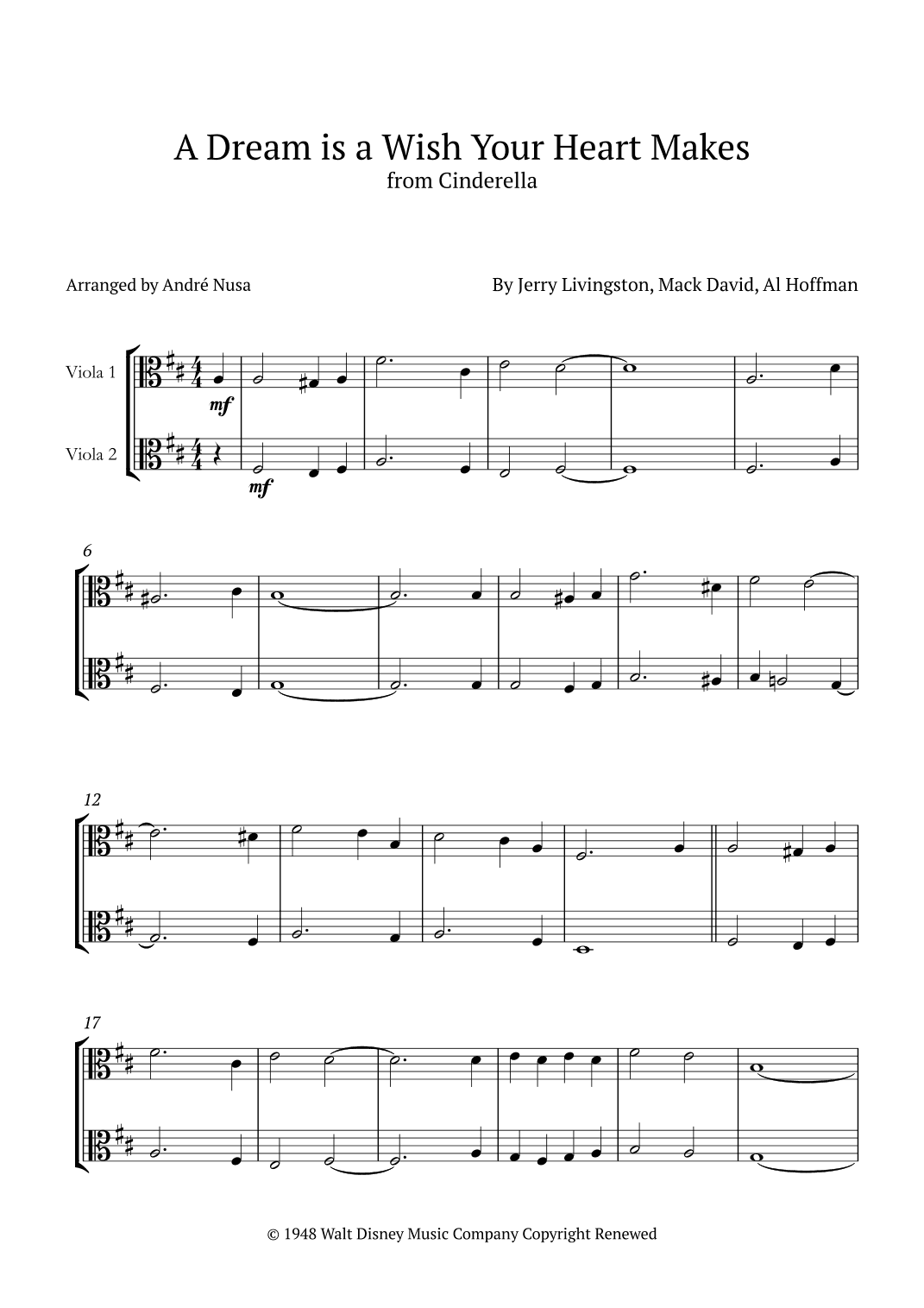 A Dream Is A Wish Your Heart Makes (arr. André Nusa)