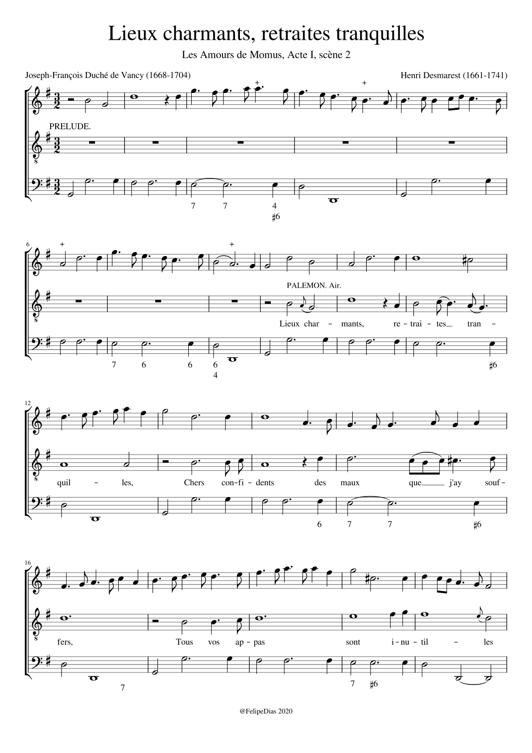 Lieux charmants, retraites tranquilles (arr. Early Music Scores)