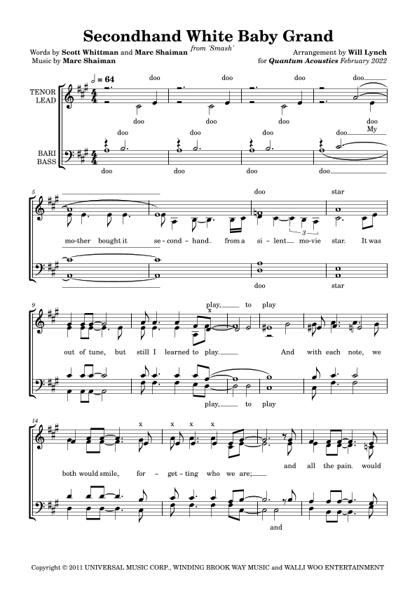 Secondhand White Baby Grand (arr. Will Lynch)