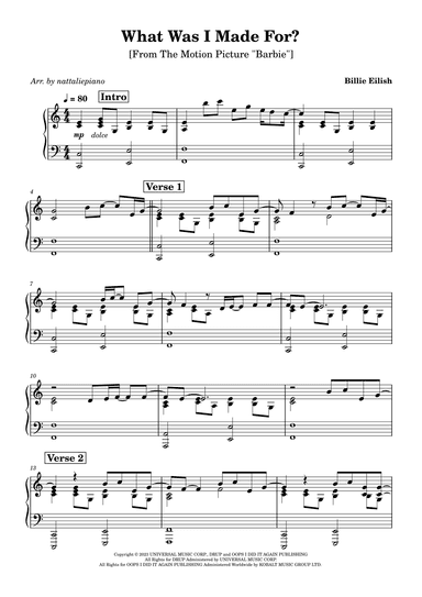 What Was I Made For? (arr. nattaliepiano)