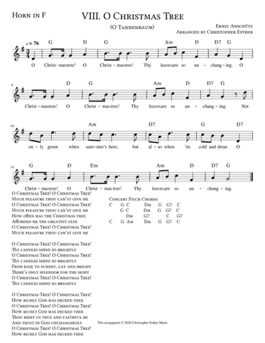 O Christmas Tree for Horn in F (arr. Christopher Esther)