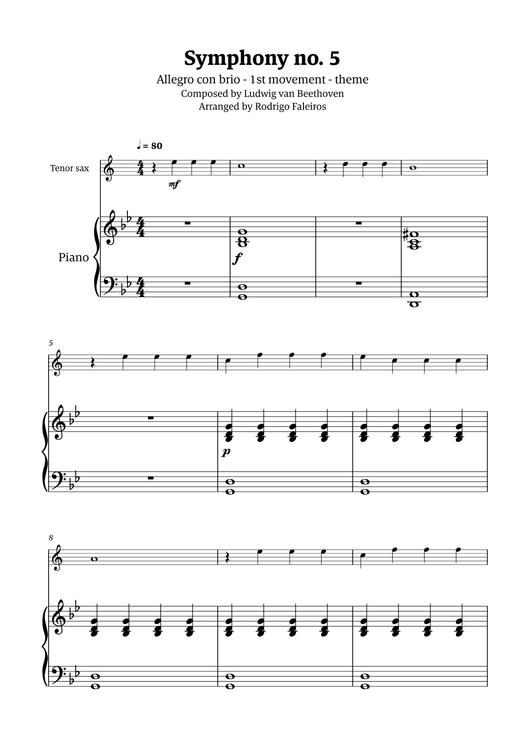 Symphony no. 5 - 1st movement (theme) (arr. Rodrigo Faleiros)