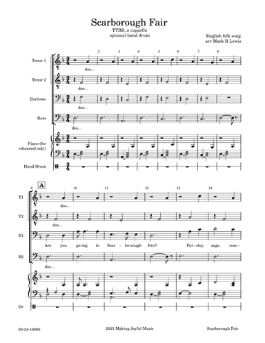 Scarborough Fair - TTBB Ensemble (arr. Mark R Lewis)