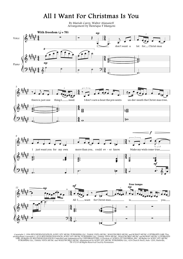 All I Want For Christmas Is You (arr. Henrique F Mangoni)