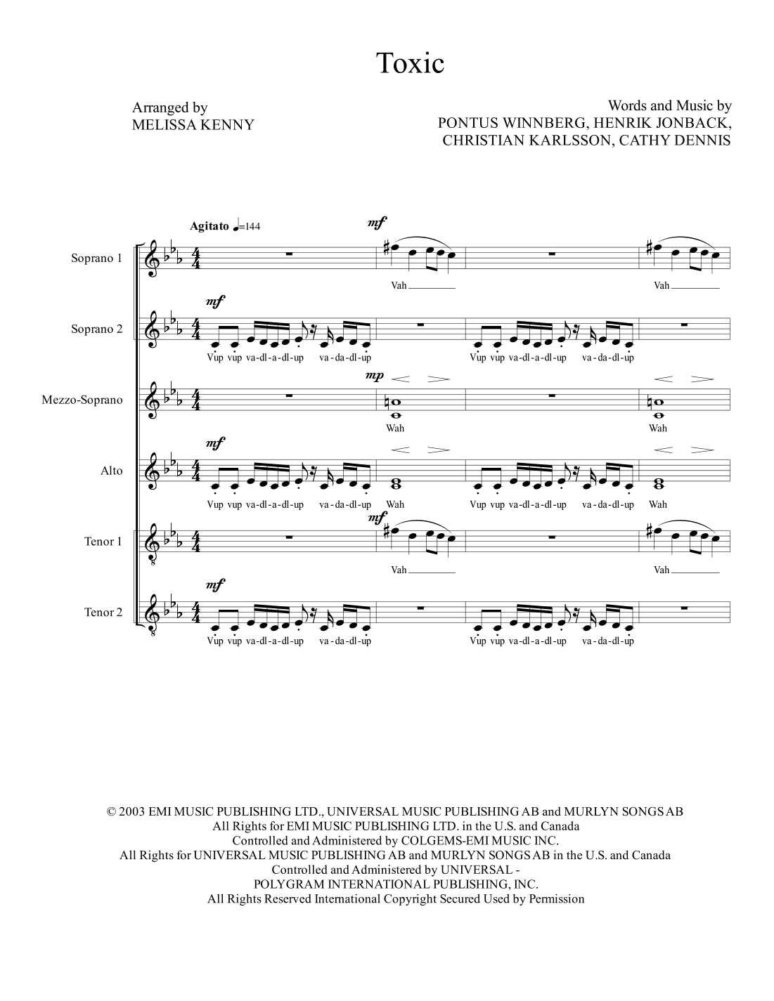 Toxic (arr. Melissa Kenny)