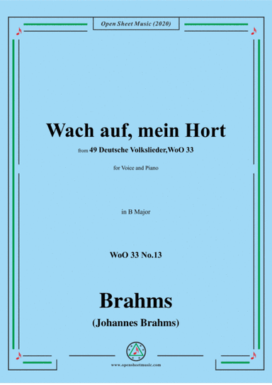 Brahms-Wach auf,mein Hort,WoO 33 No.13,in B Major,for Voice and Piano (arr. MSM)