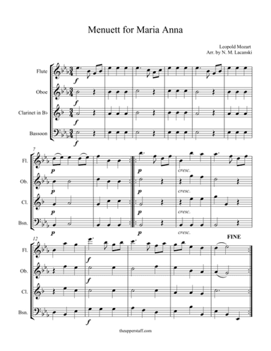 Menuett for Maria Anna (arr. Nick Lacanski)