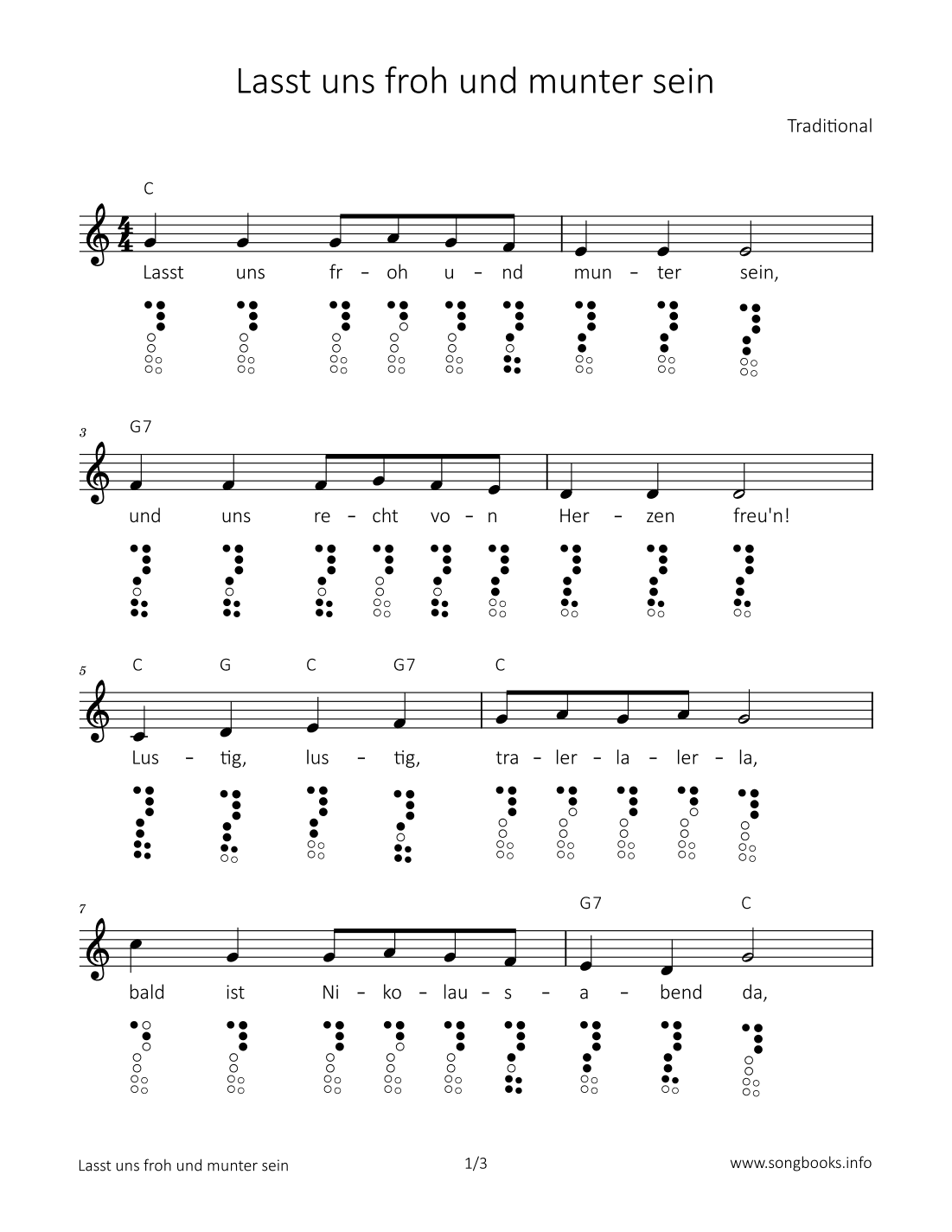 Lasst uns froh und munter sein (arr. songbooks.info)