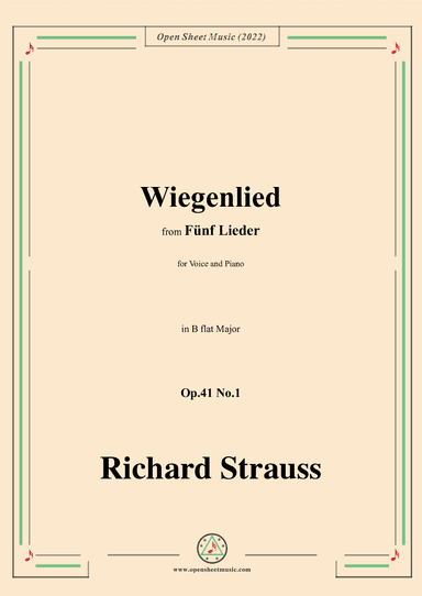 Richard Strauss-Wiegenlied,in B flat Major,Op.41 No.1 (arr. OSM Press)