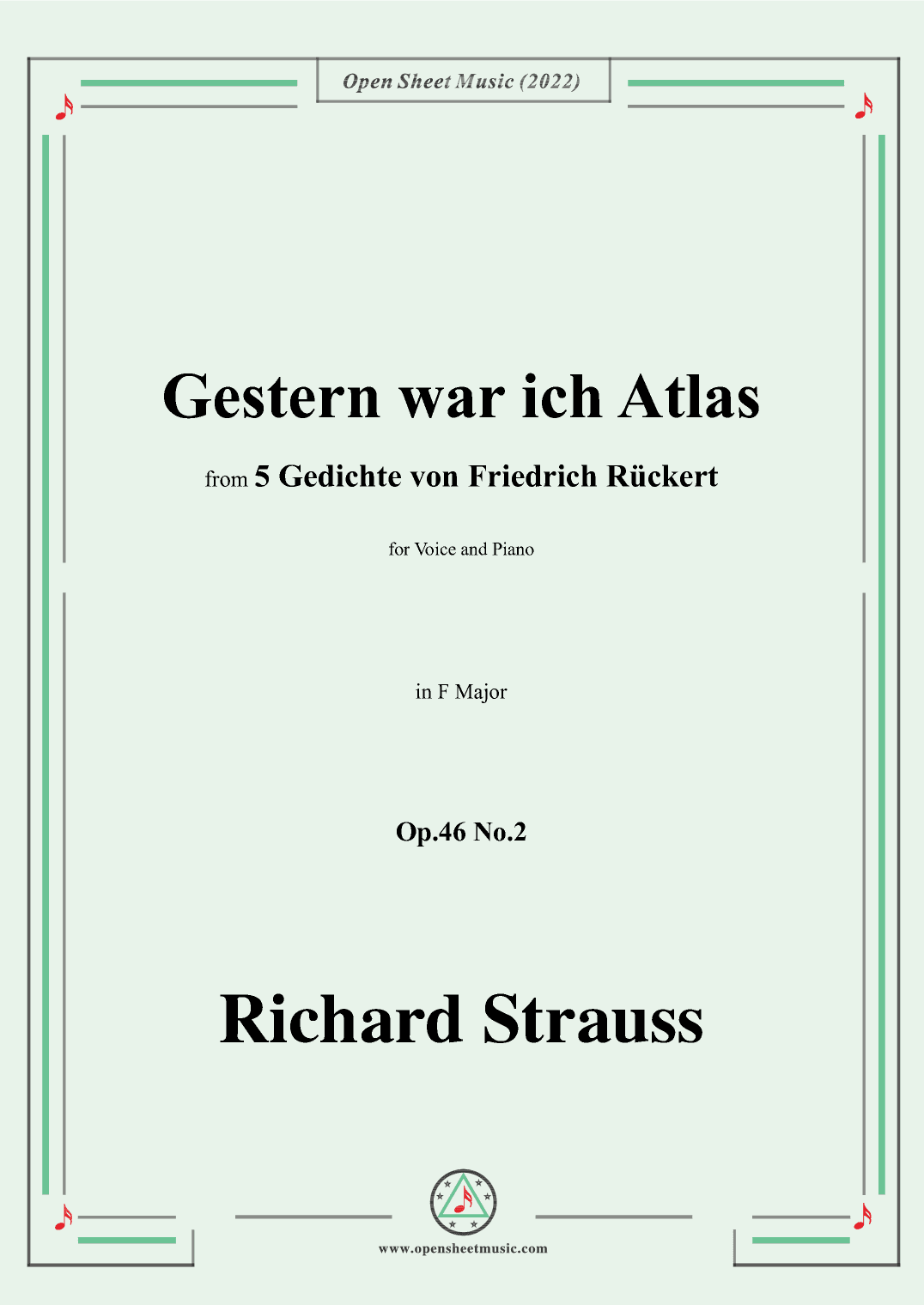 Richard Strauss-Gestern war ich Atlas,in F Major,Op.46 No.2 (arr. OSM Press)