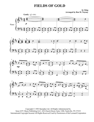 Fields Of Gold (arr. Ben M. Noynay)