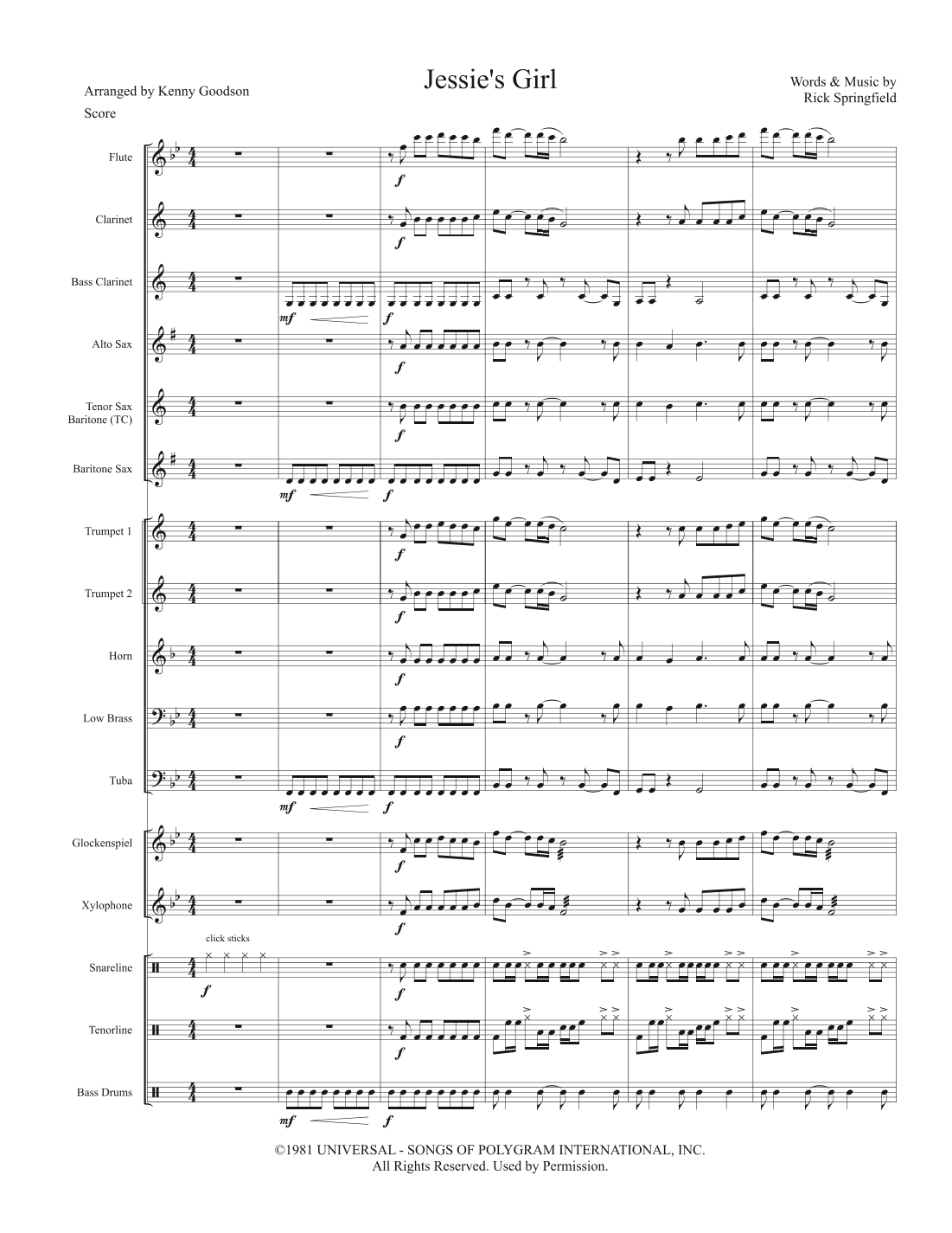 Jessie's Girl (arr. Kenny Goodson)