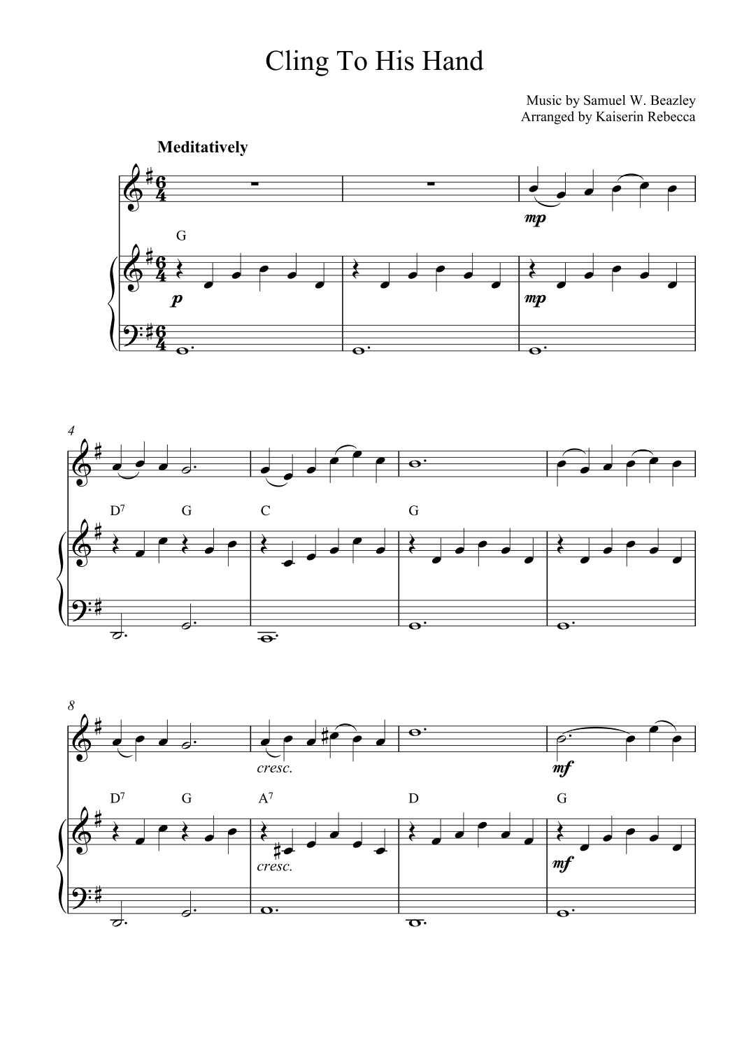 Cling To His Hand (arr. Kaiserin Rebecca)