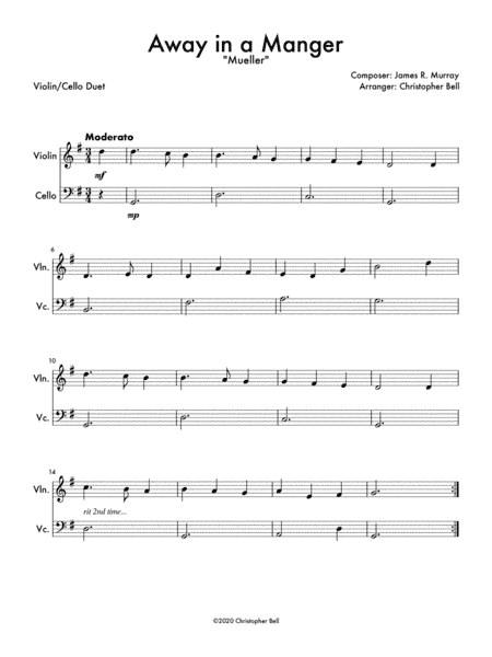 Away In A Manger (Mueller) - Violin/Cello Duet (arr. Christopher Bell)
