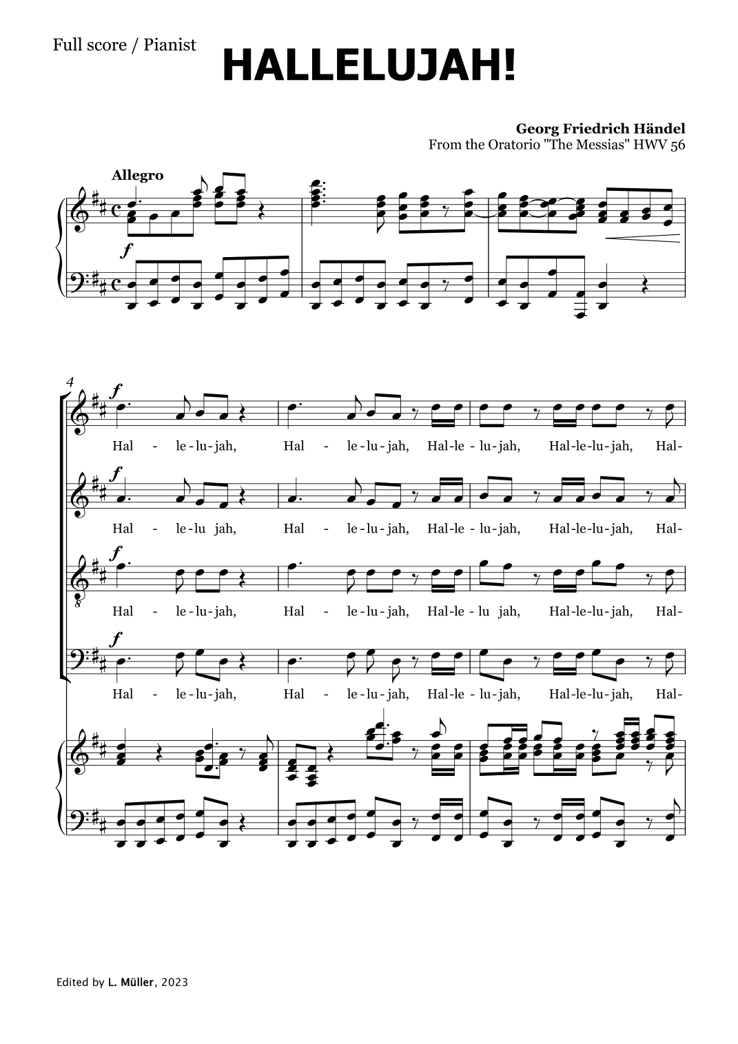 Hallelujah Chorus by Handel (arr. L. Müller)