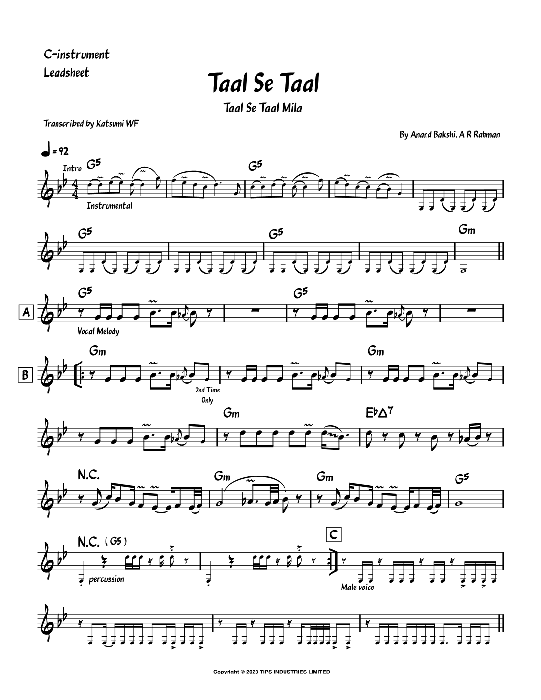 Taal Se Taal (arr. Katsumi WF)