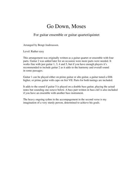 Go down Moses (arr. Bengt Andreasson)