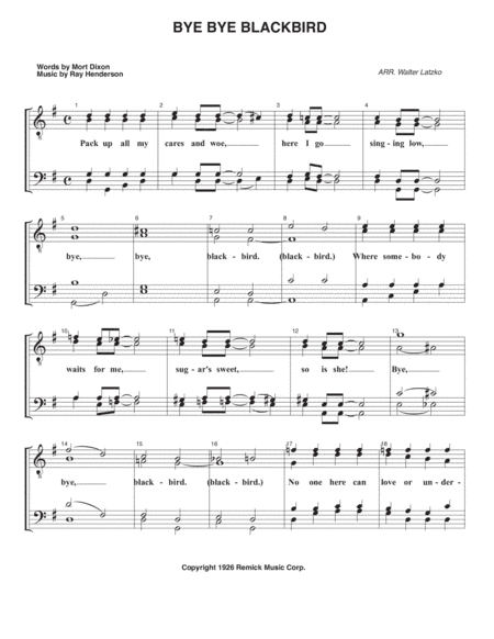 Bye Bye Blackbird (arr. Walter Latzko)