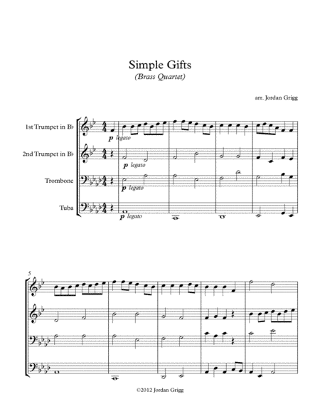 Simple Gifts (Brass Quartet) (arr. Jordan Grigg)
