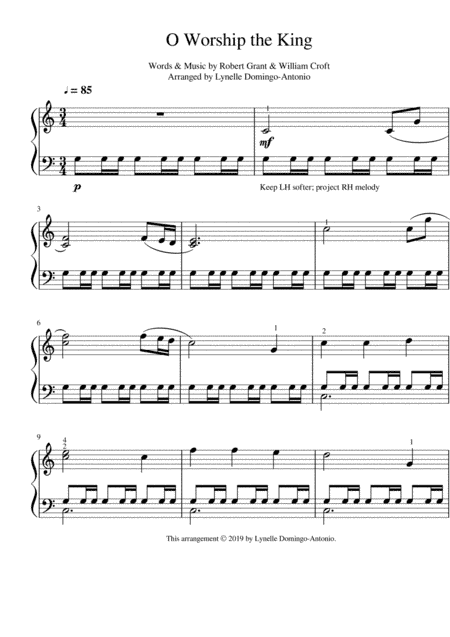 O Worship the King - Intermediate Piano Solo (arr. Lynelle Domingo-Antonio)
