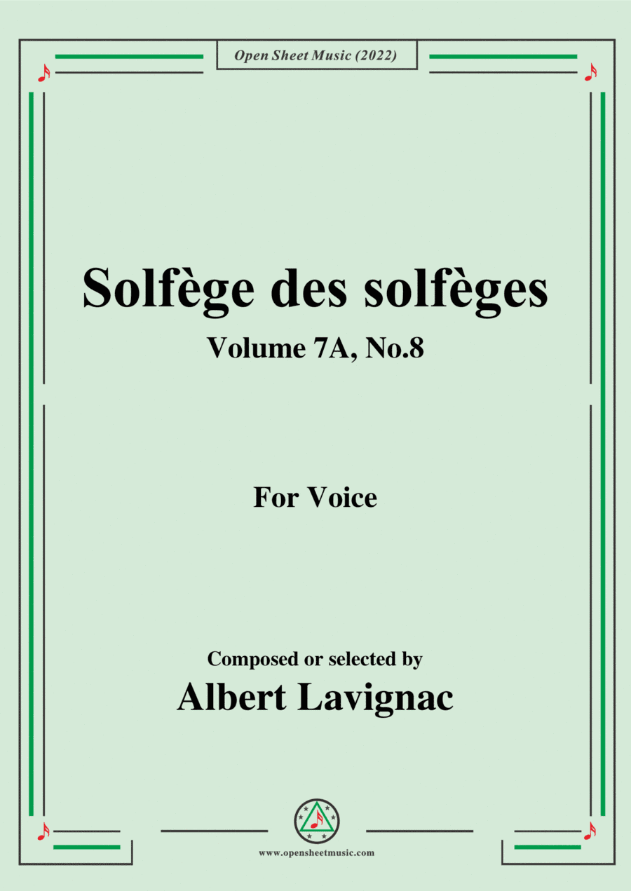Lavignac-Solfege des solfeges,Volume 7A No.8,for Voice (arr. Open Cloud)