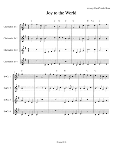 Joy to the World Clarinet Quartet (arr. Connie Boss)