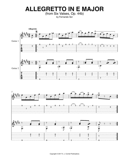 Allegretto in E Major (Op. 44b, No. 3) (arr. Mark Phillips)