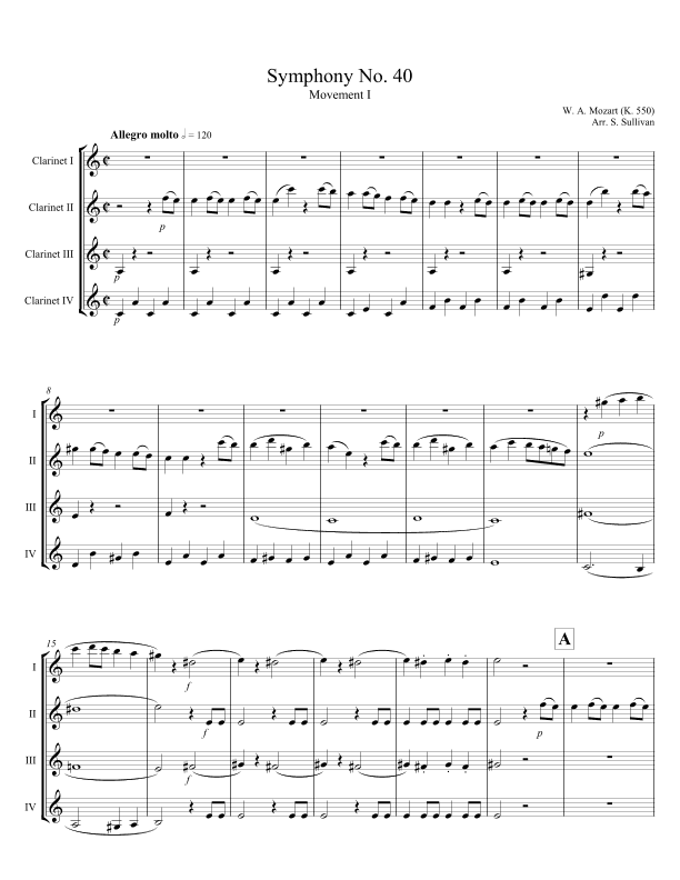 Symphony No. 40 - I.  Molto Allegro (arr. Sean Sullivan)