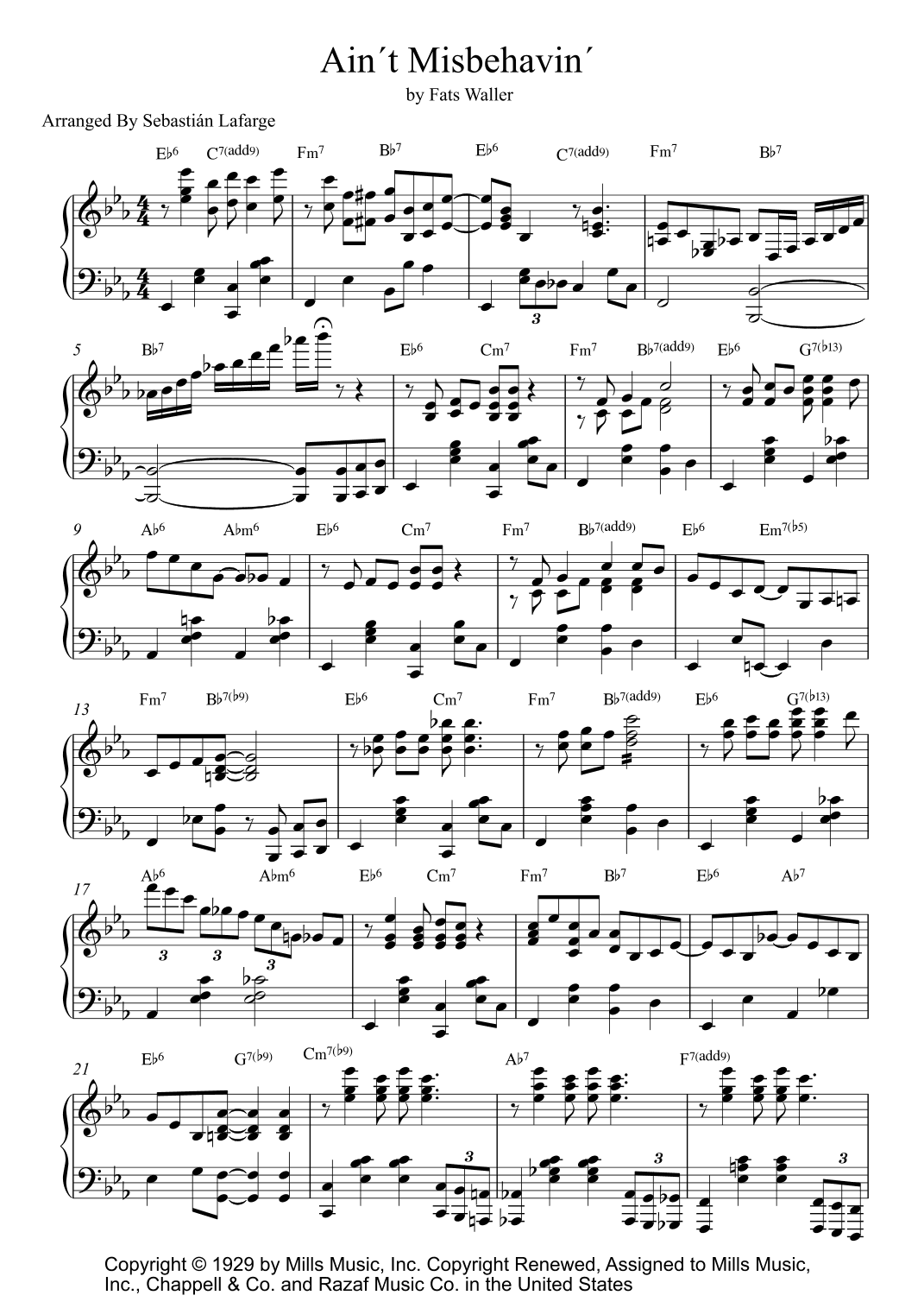 Ain't Misbehavin' (arr. Sebastian Lafarge)
