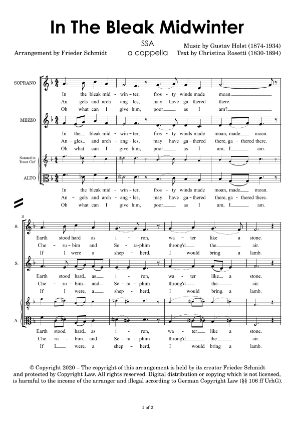 In The Bleak Midwinter (arr. Frieder Schmidt)