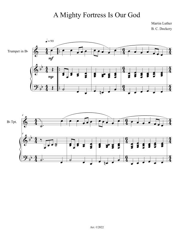 A Mighty Fortress is Our God (Trumpet Solo with Piano Accompaniment) (arr. B. C. Dockery)