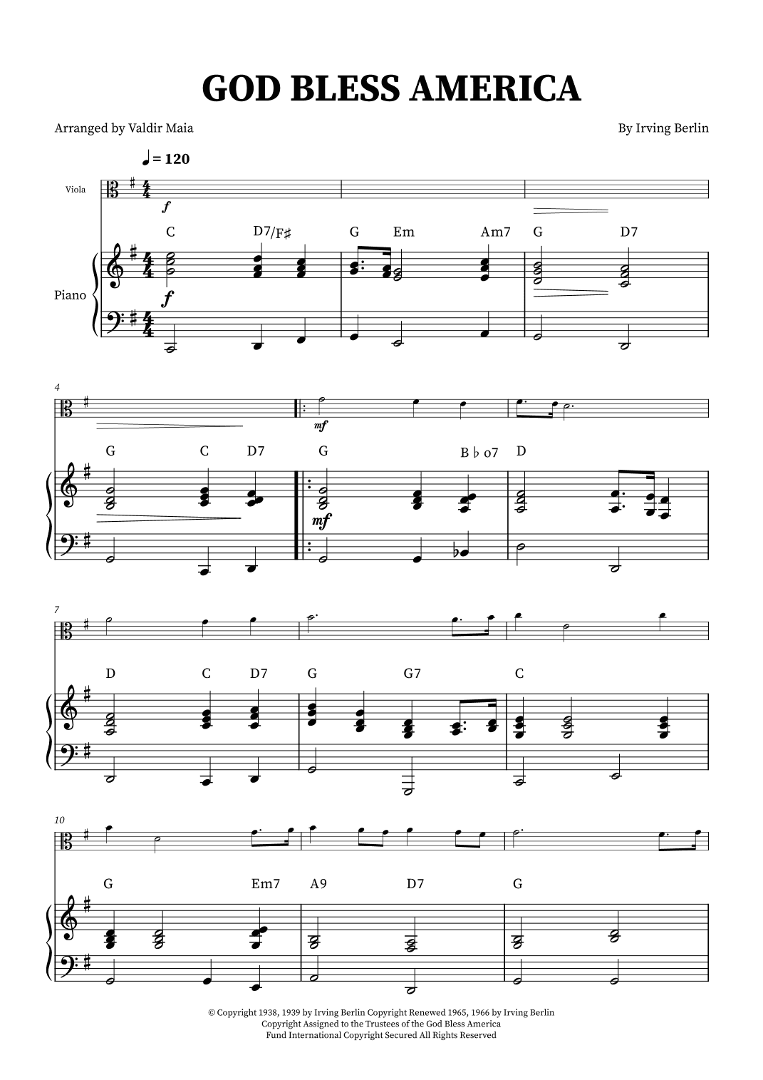 God Bless America ® (arr. Valdir Maia)