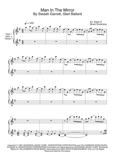 Man In The Mirror (arr. Music Greatness)