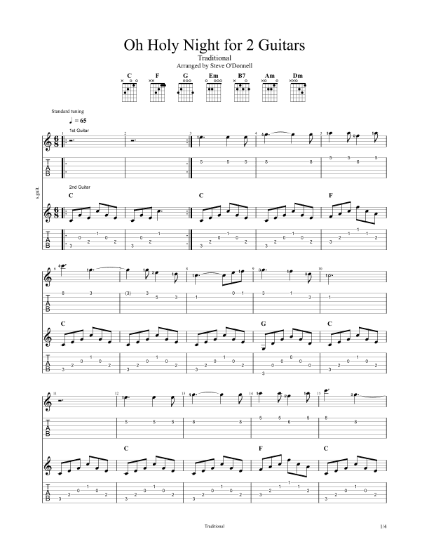 Oh Holy Night (for 2 Guitars) (arr. Steve O'Donnell)