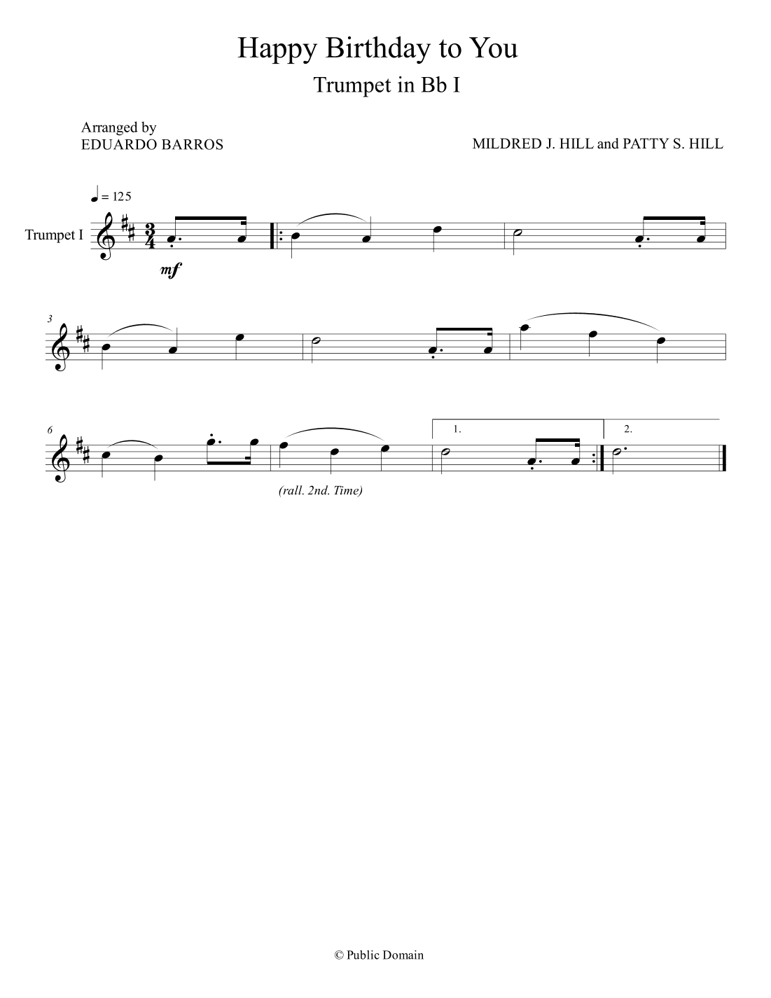 Happy Birthday to You (For Brass Quartet with Piano accompaniment and Chords) (arr. Eduardo Barros)