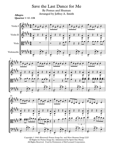 Save The Last Dance For Me (arr. Jeffrey A. Smith)