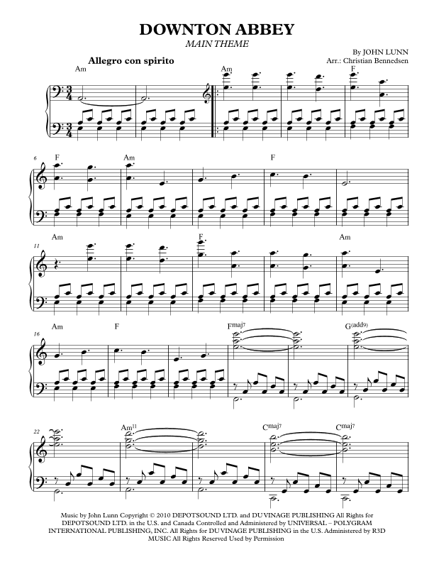 Downton Abbey (theme) (arr. Christian Bennedsen)