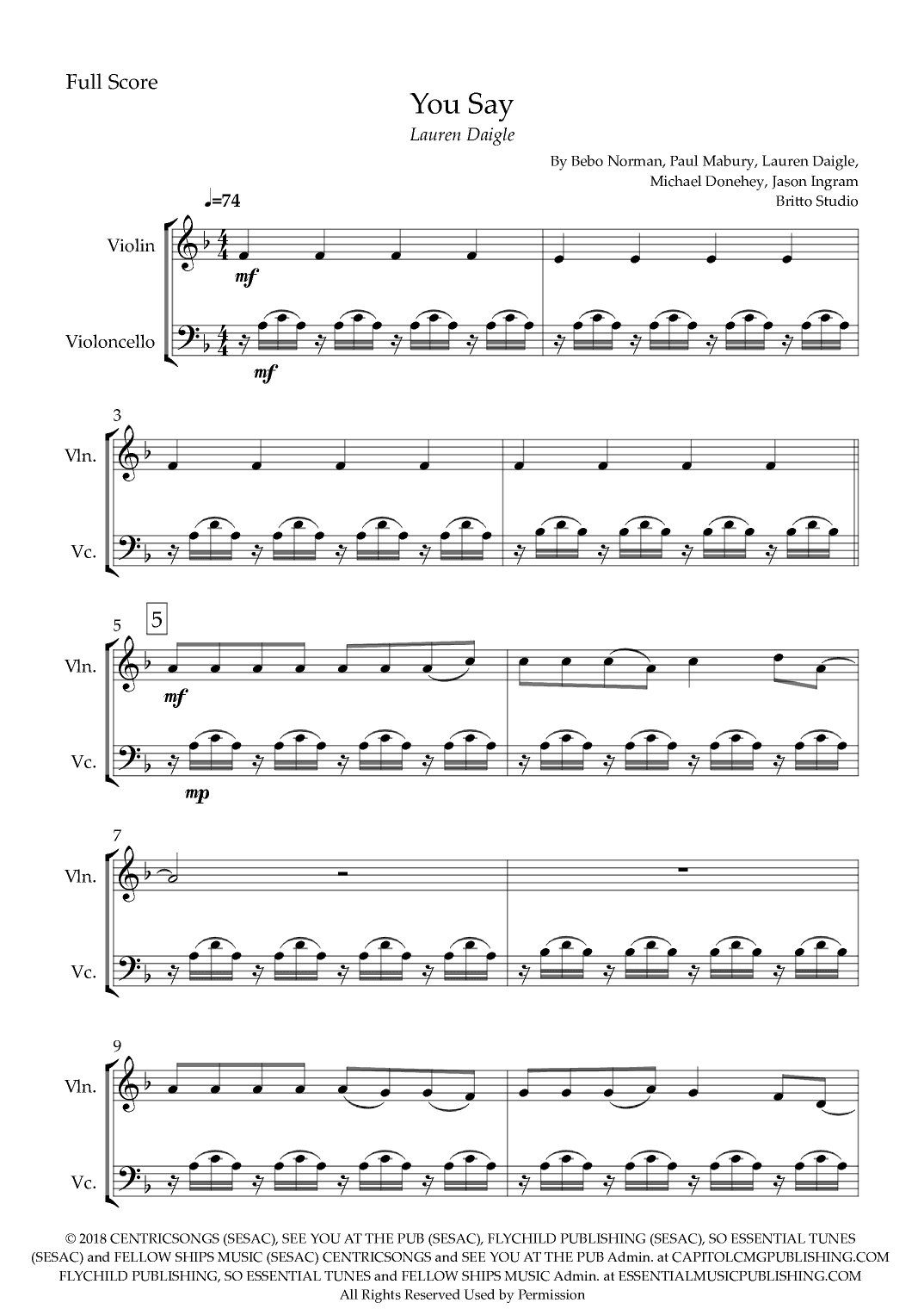 You Say (arr. Fabio Britto)