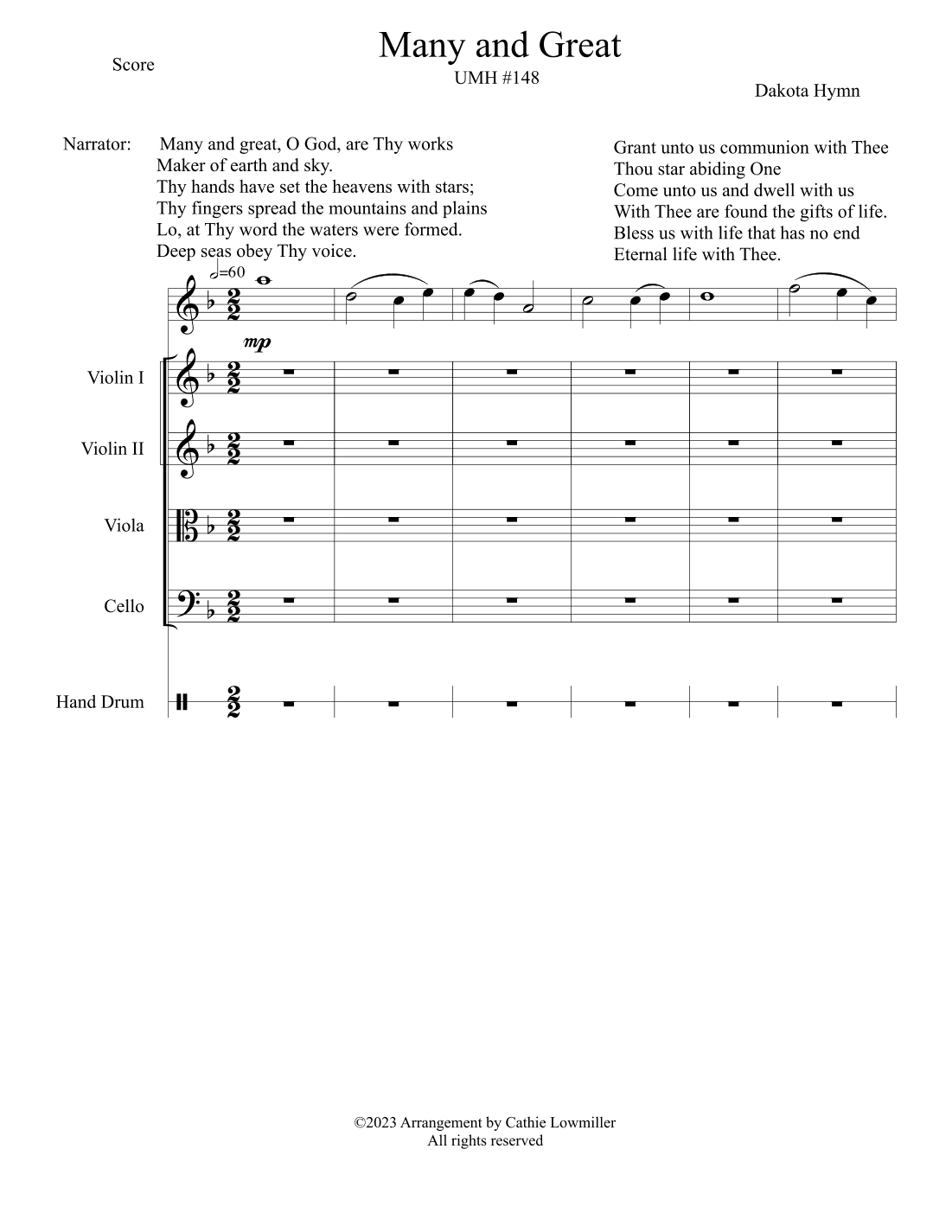 Many and Great (arr. Cathie Lowmiller)